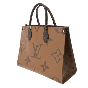 Louis Vuitton Go Tote Handbag Canvas Brown Reverse On Giant Monogram the
